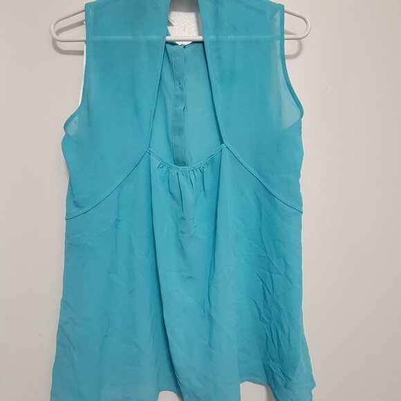 Andree Large women turquoise sheer shirt beadwork on color - Picture 3 of 16